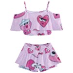 Emoji Heart Kids  Off Shoulder Skirt Bikini