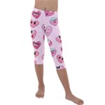 Emoji Heart Kids  Lightweight Velour Capri Leggings 