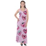 Emoji Heart Sleeveless Velour Maxi Dress