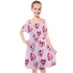 Emoji Heart Kids  Cut Out Shoulders Chiffon Dress