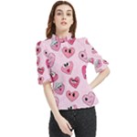 Emoji Heart Frill Neck Blouse