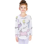  Cute unicorn cats Kids  Long Sleeve Tee