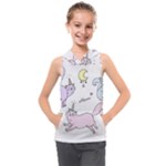  Cute unicorn cats Kids  Sleeveless Hoodie