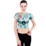 Flower Crew Neck Crop Top