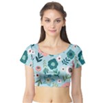 Flower Short Sleeve Crop Top