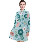 Flower Long Sleeve Chiffon Shirt Dress