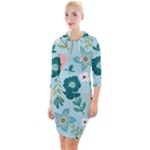 Flower Quarter Sleeve Hood Bodycon Dress