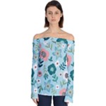 Flower Off Shoulder Long Sleeve Top