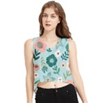 Flower V-Neck Cropped Tank Top