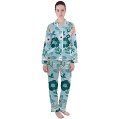 Women s Long Sleeve Satin Pajamas Set	 