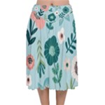 Flower Velvet Flared Midi Skirt