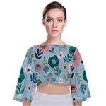 Flower Tie Back Butterfly Sleeve Chiffon Top