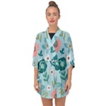 Flower Half Sleeve Chiffon Kimono