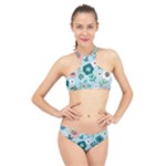 Flower High Neck Bikini Set