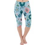 Flower Lightweight Velour Cropped Yoga Leggings