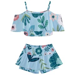 Kids  Off Shoulder Skirt Bikini 