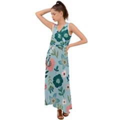 V-Neck Chiffon Maxi Dress 