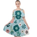 Flower Cut Out Shoulders Chiffon Dress