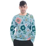 Flower Men s Long Sleeve Raglan Tee