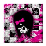 Scene Kid Girl Skull Tile Coaster