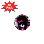 Scene Kid Girl Skull 1  Mini Button (10 pack) 