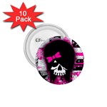 Scene Kid Girl Skull 1.75  Button (10 pack) 