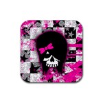 Scene Kid Girl Skull Rubber Coaster (Square)