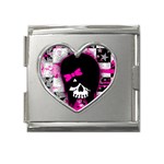 Scene Kid Girl Skull Mega Link Heart Italian Charm (18mm)