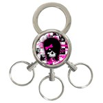 Scene Kid Girl Skull 3-Ring Key Chain