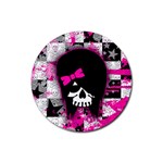 Scene Kid Girl Skull Rubber Coaster (Round)