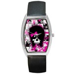 Scene Kid Girl Skull Barrel Style Metal Watch