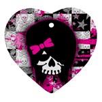 Scene Kid Girl Skull Heart Ornament (Two Sides)