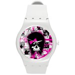 Scene Kid Girl Skull Round Plastic Sport Watch Medium