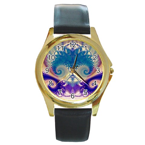 Fractal208 Round Gold Metal Watch from Custom Dropshipper Front