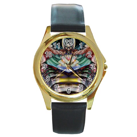 Fractal218 Round Gold Metal Watch from Custom Dropshipper Front