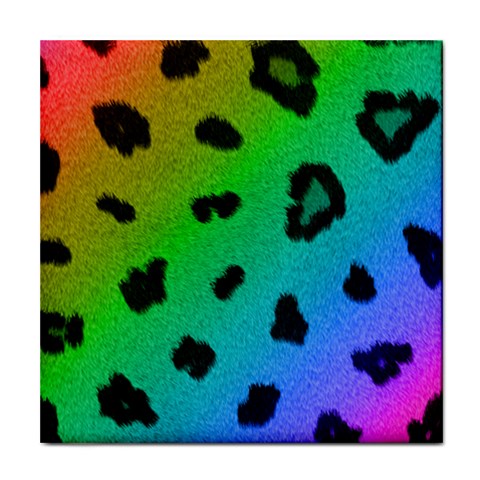Cool Rainbow Cheetah Print Design Tile Coaster from Custom Dropshipper Front