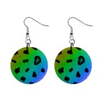 Cool Rainbow Cheetah Print Design 1  Button Earrings