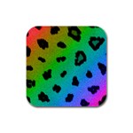 Cool Rainbow Cheetah Print Design Rubber Square Coaster (4 pack)
