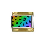 Cool Rainbow Cheetah Print Design Gold Trim Italian Charm (9mm)
