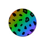 Cool Rainbow Cheetah Print Design Rubber Round Coaster (4 pack)
