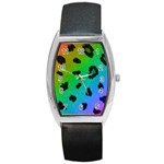 Cool Rainbow Cheetah Print Design Barrel Style Metal Watch