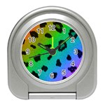 Cool Rainbow Cheetah Print Design Travel Alarm Clock