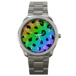 Cool Rainbow Cheetah Print Design Sport Metal Watch