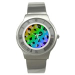 Cool Rainbow Cheetah Print Design Stainless Steel Watch