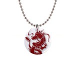 Red Dragon  1  Button Necklace