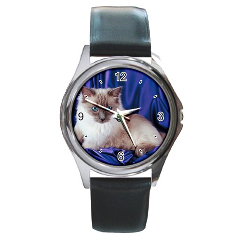 Rag Doll Cat D4 Round Metal Watch from Custom Dropshipper Front