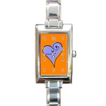 Blue Heart Rectangular Italian Charm Watch