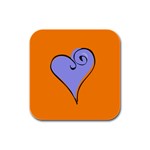 Blue Heart Rubber Square Coaster (4 pack)