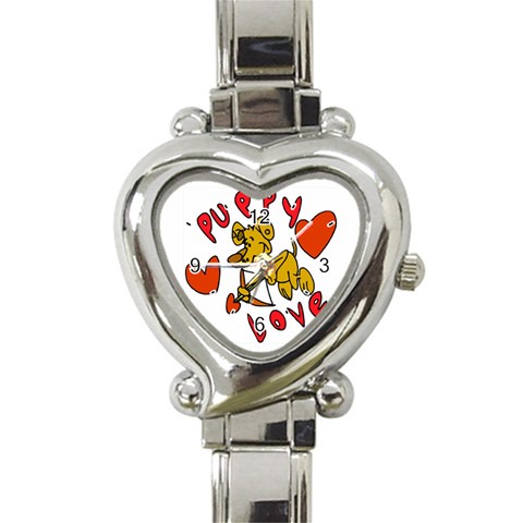 Puppy Love Heart Italian Charm Watch from Custom Dropshipper Front