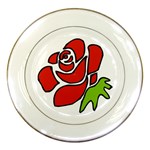 Artistic Red Rose Porcelain Plate